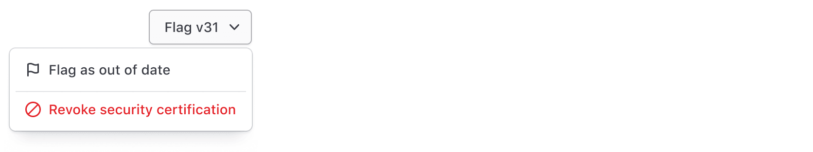 Example of a Dropdown with enhanced accessibility, including adding an icon and placing as the last item in the list
